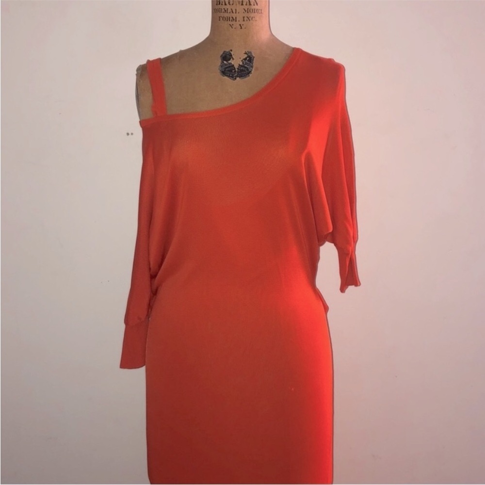 CALVIN KLEIN COLLECTION] Black label Dolman sleeve Fine Knit Maxi Double Dress